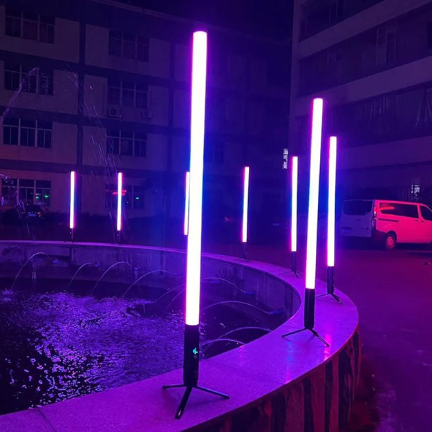 8x Belaidis DMX Akumuliatorinis 360° LED TUBE Vamzdelis su 8in1, su transportavimo dėže