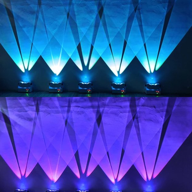 6x LED Tri-Beam RGBA Belaidis Akumuliatorinis Šviestuvas, su transportavimo dėže 6IN1