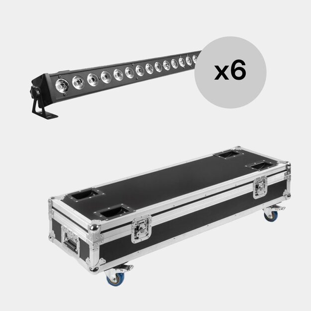 6x LED Bar Light 24x4W RGBW Su Transportavimo Dėže 6in1